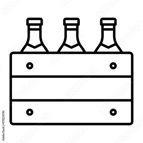 Oktoberfest Beer Basket Linear Illustration