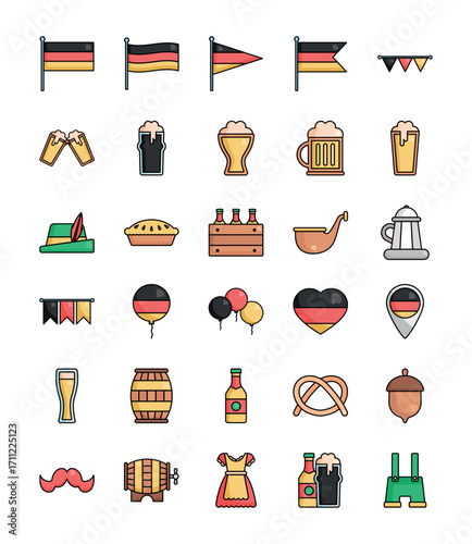 German Festival Icons Vector Collection