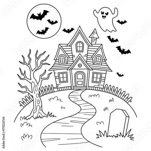 Spooky halloween coloring book pages for kids featuring classic monsters and fun scenes