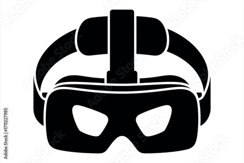 Black virtual reality headset icon on white background VR headset VR icon