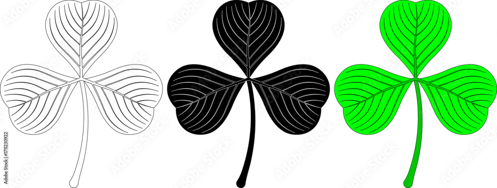 Obraz premium outline silhouette Shamrock leaf icon set