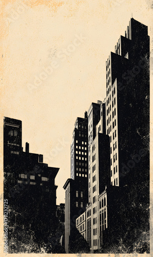 Dramatic Silhouettes of City Skyscrapers in High Contrast.