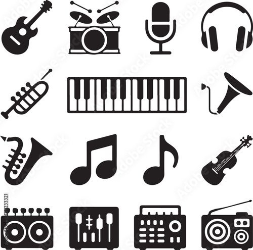 Musical instrument icons for creative projects