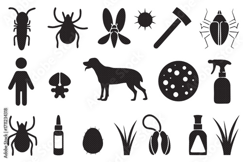 Pest control and domestic animal silhouettes