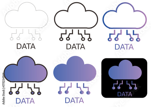 Cloud Data Storage and Network Connection Icons