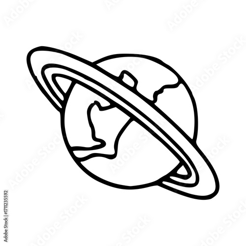 planet earth in space with orbit ring