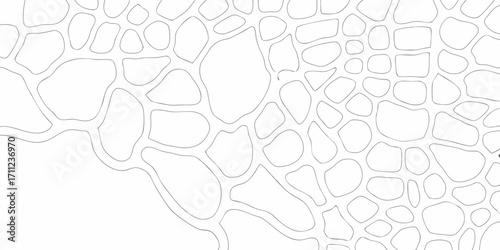 Abstract organic irregular shapes pattern with thin outlines on a white background