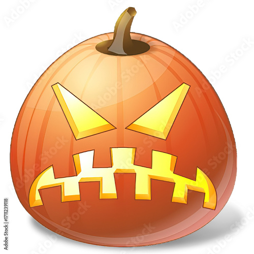 Halloween Pumpkin Head Illustration With Scary Expression For Holiday Decoration, Halloween Theme, Party Materials