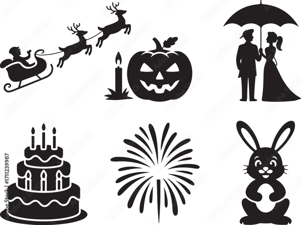 Obraz premium Festive icons for holidays, celebrations, and seasons