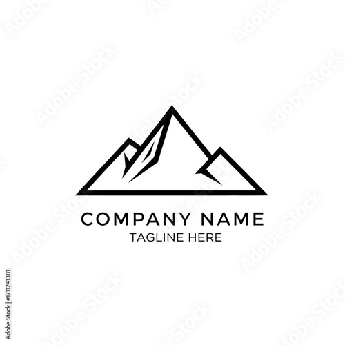 Simple mountain range logo design with brand name and tagline.