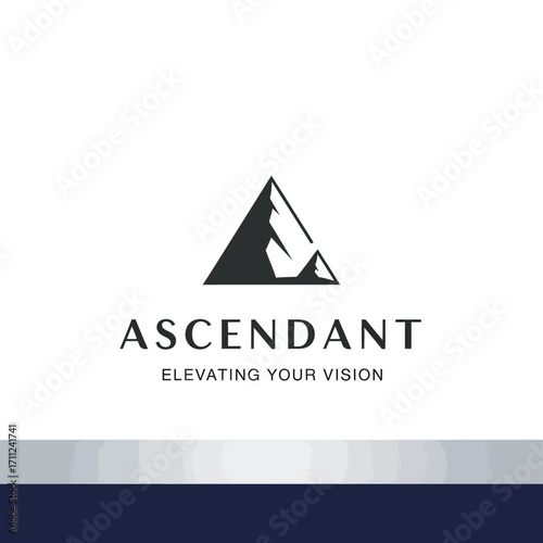 Simple mountain range logo design with brand name and tagline.