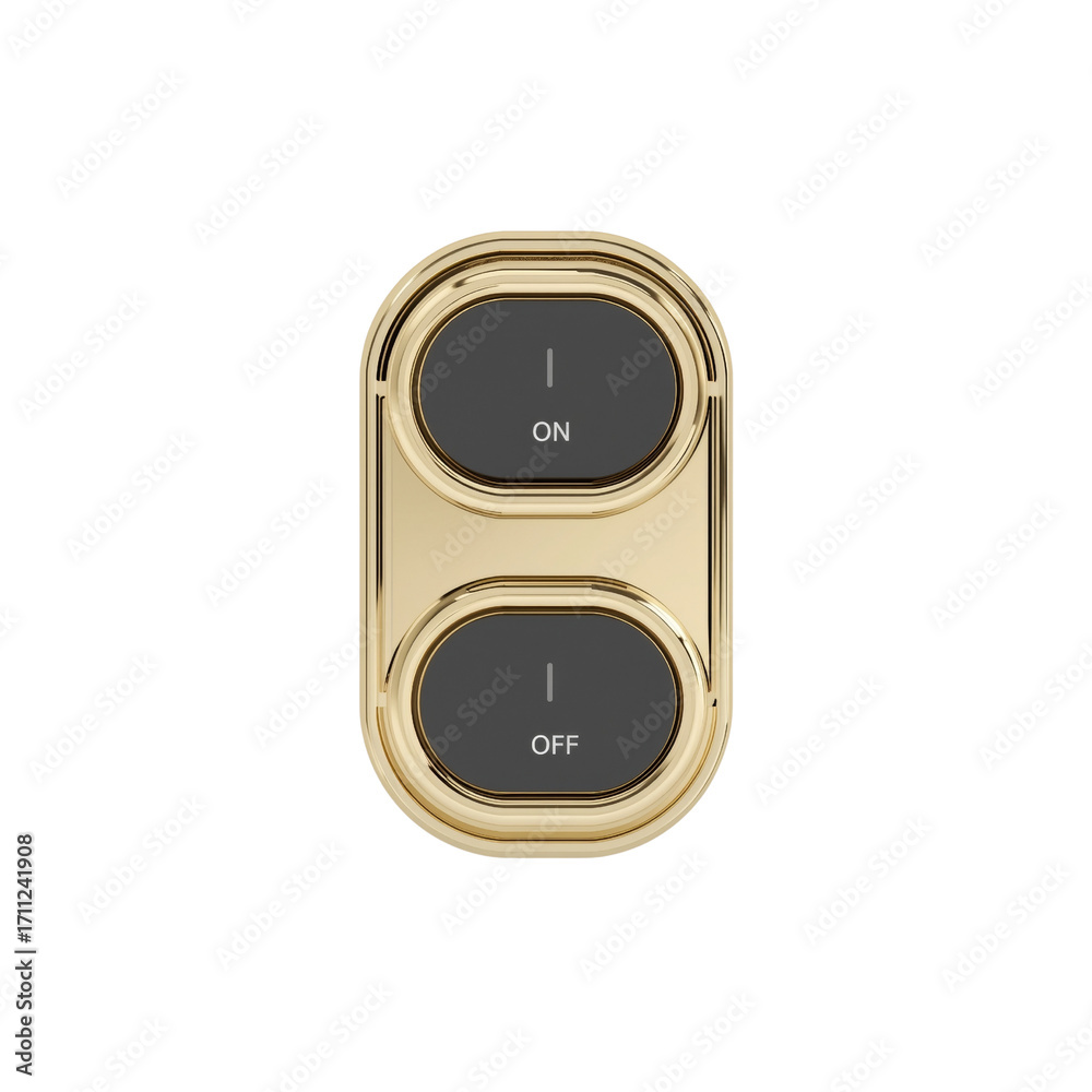 Fototapeta premium Golden switch panel showcasing elegant simplistic design with isolated transparent layer