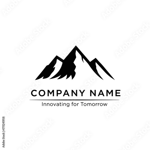 Simple mountain range logo design with brand name and tagline.