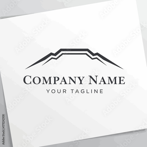Simple mountain range logo design with brand name and tagline.