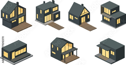 Discover stunning modern isometric houses, perfect for architectural visualization and design projects.