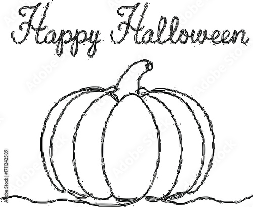 Celebrate spooky season with a festive pumpkin and 'Happy Halloween' graphic, perfect for seasonal designs.