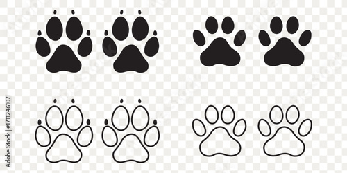 Pet paw . footprints Pet paw, Heart with pet paw print dog cat icon.  footprints Pet paw, Heart with pet paw, print dog cat icon, vector illustration.