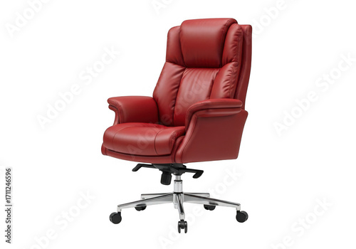 Red executive chair isolated on transparent background