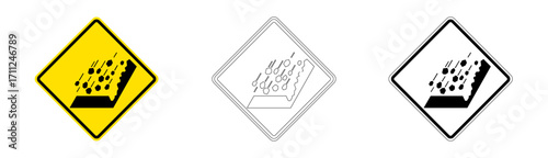 Landslide Area Traffic Sign in Vector Format