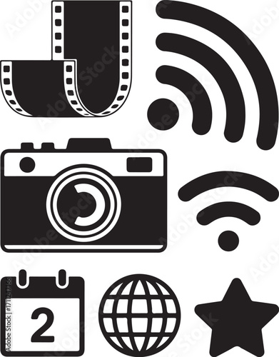 Modern digital icons for business and media creation