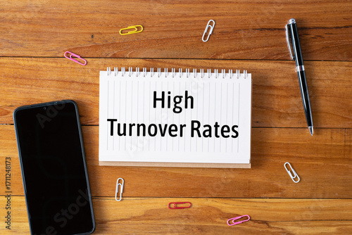 High Turnover Rate written in a notebook on wooden desk
