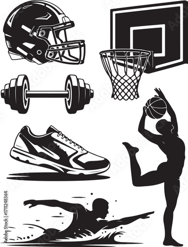 Dynamic sports icons for active lifestyle and fitness