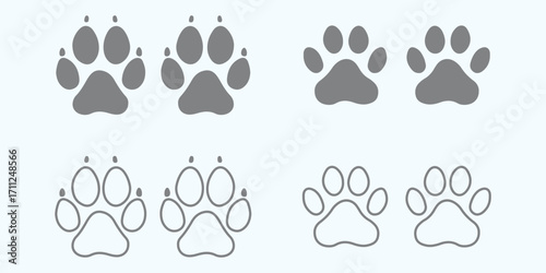 Pet paw . footprints Pet paw, Heart with pet paw print dog cat icon.  footprints Pet paw, Heart with pet paw, print dog cat icon, vector illustration.