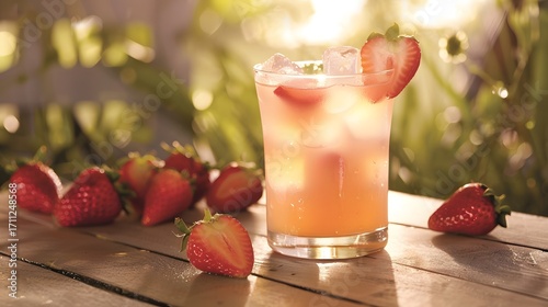 strawberry drink with fresh strawberry 