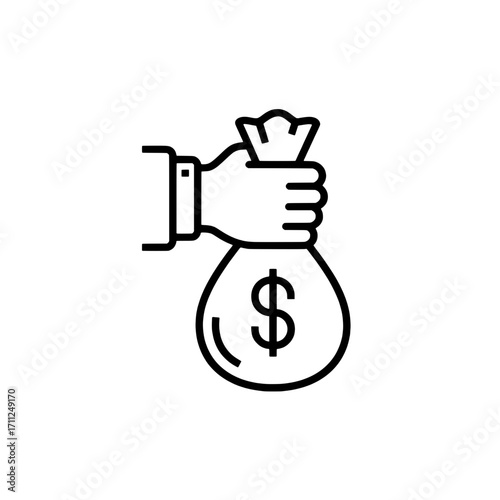 Hand holding a money bag icon - Financial symbol for wealth and investment template sat_Page 42