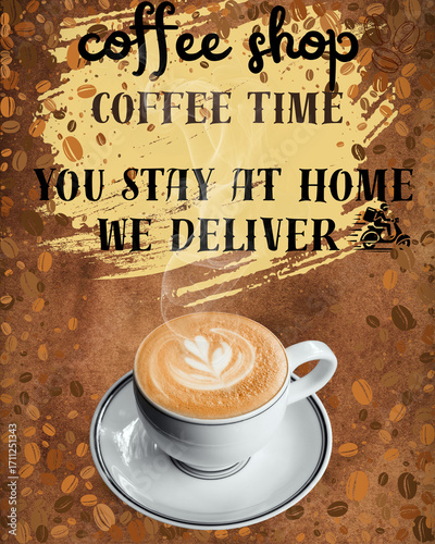 cup of coffee on grunge background