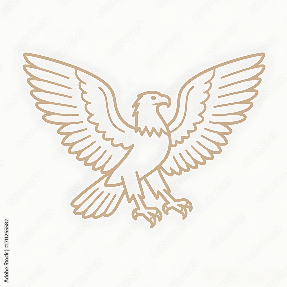 Obraz premium Flat thin-line outline of a griffin spreading wings