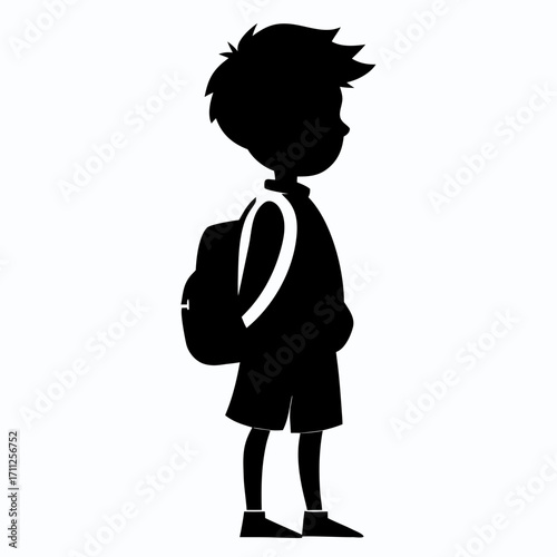 Homme d'affaires en costume noir debout, une silhouette symbole de réussite pour un administrateur corporatif, un dessin animé qui indique le travail