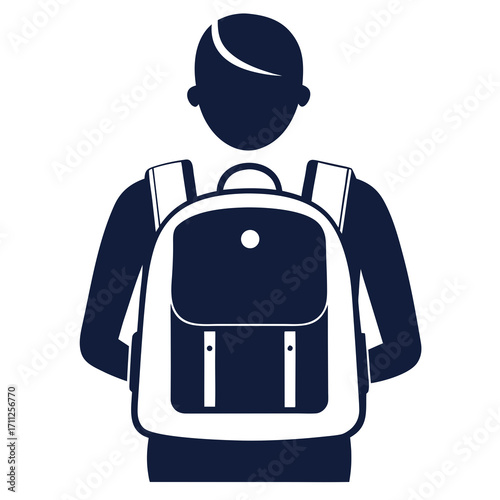 illustration de voyage avec sac à dos et ordinateur portable, objets d'icône et signes de technologie