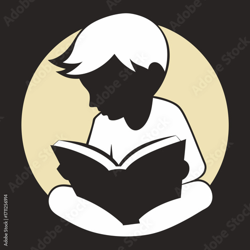 Femme et garçon sont assis au bureau pour lire, une illustration de l'enseignement des gens à l'école