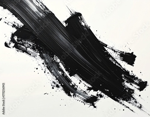 Minimal abstract ink brush strokes