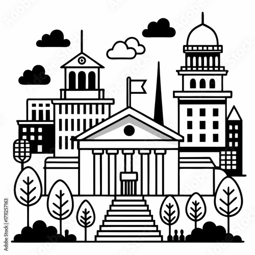 Architecture d'une maison de ville et d'un bungalow résidentiel, une illustration vectorielle de la propriété urbaine