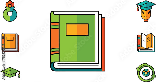 Stack of books with graduation cap, school, and education