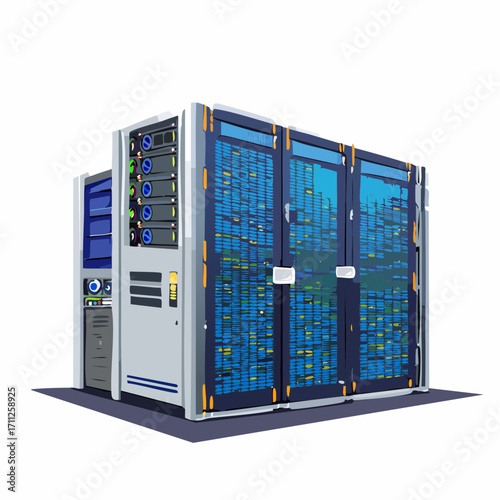 POD edge data center modular with industrial servers cooling system and monitoring equipment in secure facility