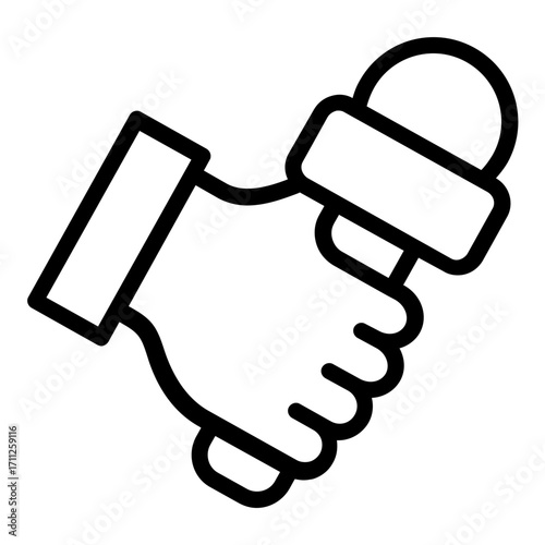 interview microphone news hand icon line