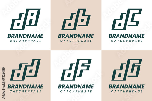 Letters DA DB DC DD DF DG Monogram Logo Set, for AD BD CD DD FD GD Initials
