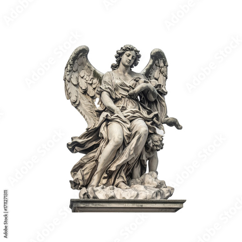  Angel and cherubins isolated sculpture 