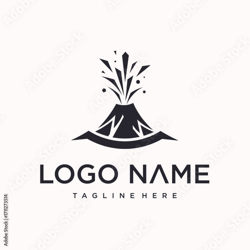 vector logo design for a volcano eruption. creative logo