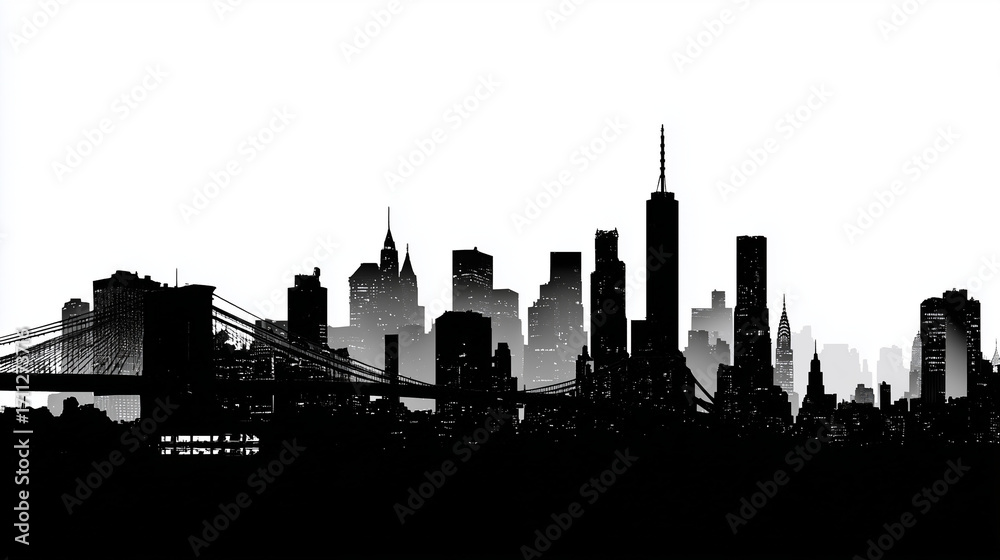 Naklejka premium New York skyline silhouette with Towers 
