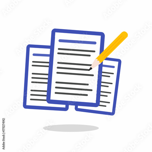documents with a pencil, symbolizing writing, editing, content creation, documentation, and paperwork.