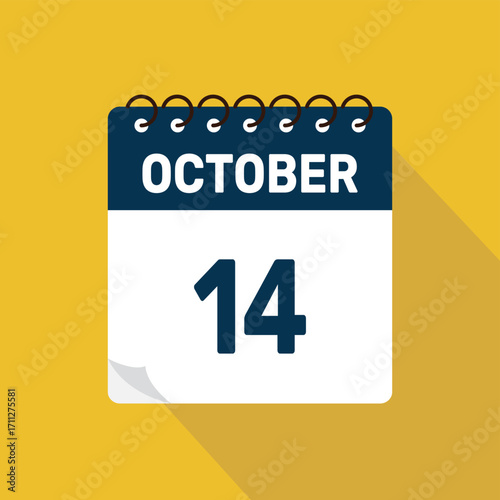 october 14 calendar icon vector illustration with design