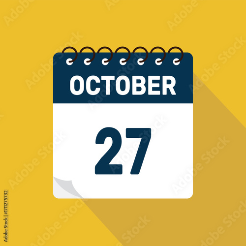 october 27 calendar icon vector illustration with design