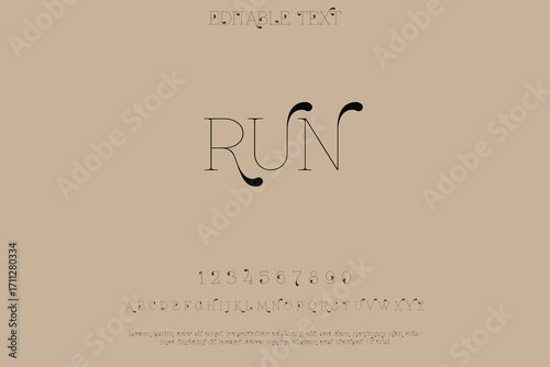 Elegant typographic design with the word run in a stylized font