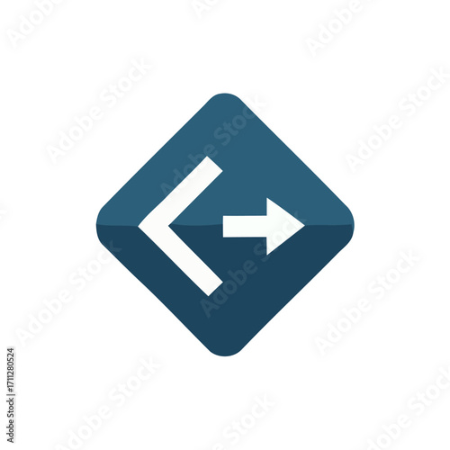 Vector Flat Rounded Square Arrow Navigation Icon Showing Left and Right Direction 