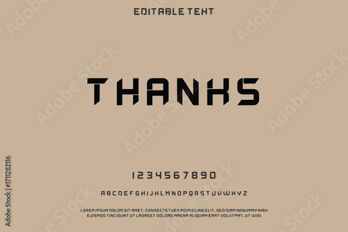 Modern geometric font displaying the word thanks and numbers