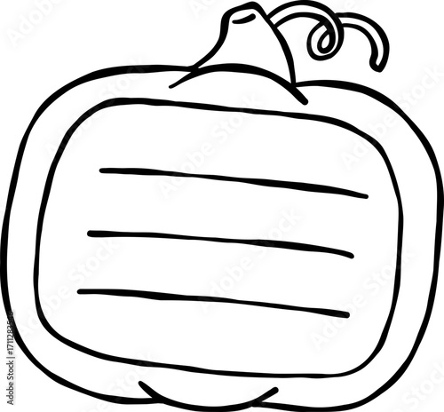 Cute Autumn Back to School Outline, Pumpkin shaped Notepad paper Illustration
